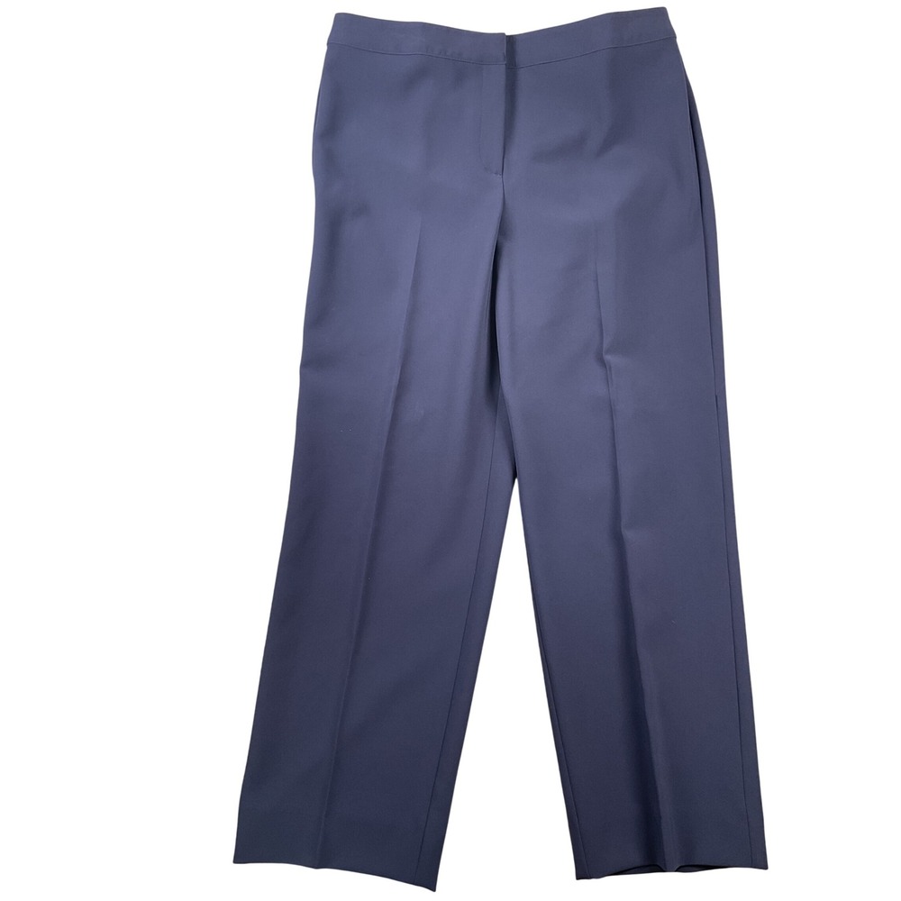 St. John Diana Trousers Womens 10 Navy Blue Straight Leg Tailored Dress Pants
